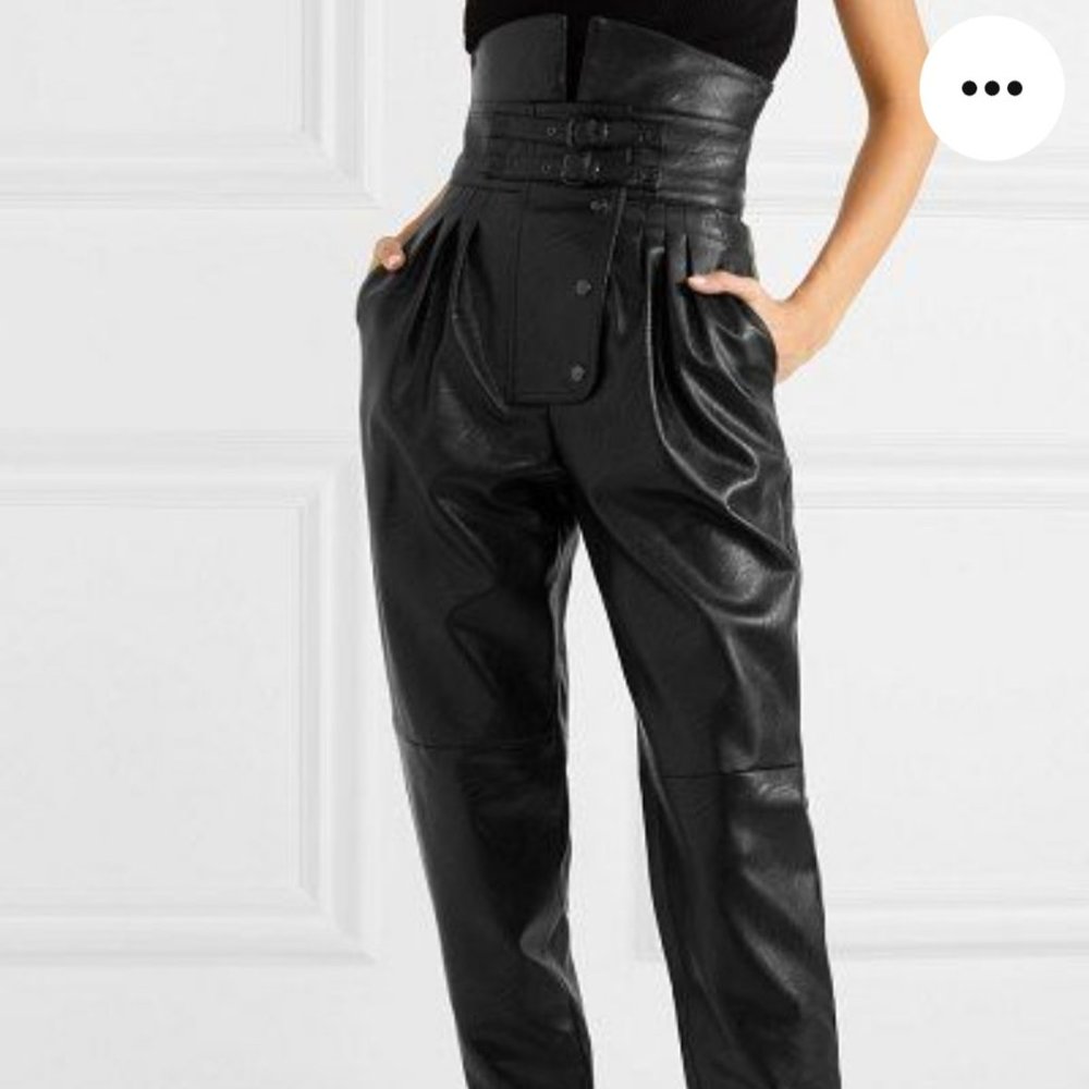 Maniere De Voir Vegan Leather high waisted pants - Picture 3 of 16